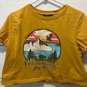 cropped mustard yellow yellowstone shirt, size medium